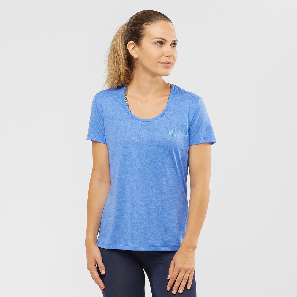 Salomon AGILE Camisetas Mujer - Azules - Colombia (80359-CVID)